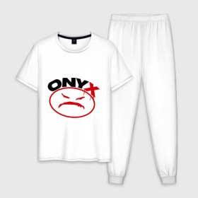 Мужская пижама хлопок с принтом Onyx в Курске, 100% хлопок | брюки и футболка прямого кроя, без карманов, на брюках мягкая резинка на поясе и по низу штанин
 | Тематика изображения на принте: gangsta | hip hop | hop | оникс | хоп