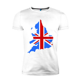 Мужская футболка премиум с принтом Карта Англии в Курске, 92% хлопок, 8% лайкра | приталенный силуэт, круглый вырез ворота, длина до линии бедра, короткий рукав | england | gb | uk | британия | британский флаг | карта англии | флаги