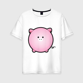 Женская футболка хлопок Oversize с принтом Cute Puffy Animals (2) в Курске, 100% хлопок | свободный крой, круглый ворот, спущенный рукав, длина до линии бедер
 | cute puffy animals | животные | милые надутые | поросенок | свинка | свинья | хрюн | хрюшка