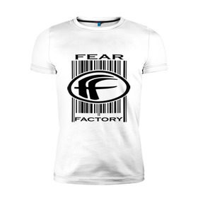 Мужская футболка премиум с принтом Fear Factory в Курске, 92% хлопок, 8% лайкра | приталенный силуэт, круглый вырез ворота, длина до линии бедра, короткий рукав | Тематика изображения на принте: fear factory | логотип | метал | рок