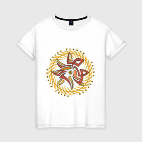 Женская футболка хлопок с принтом Trible flower в Курске, 100% хлопок | прямой крой, круглый вырез горловины, длина до линии бедер, слегка спущенное плечо | 