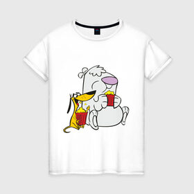 Женская футболка хлопок с принтом Stupid Dog в Курске, 100% хлопок | прямой крой, круглый вырез горловины, длина до линии бедер, слегка спущенное плечо | stupid dog | глупый пес