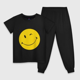 Детская пижама хлопок с принтом Smiles в Курске, 100% хлопок |  брюки и футболка прямого кроя, без карманов, на брюках мягкая резинка на поясе и по низу штанин
 | smiles | подмигивающий смайлик | смайл | смайлик | улыбающейся смайлик | улыбка