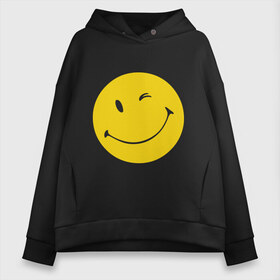 Женское худи Oversize хлопок с принтом Smiles в Курске, френч-терри — 70% хлопок, 30% полиэстер. Мягкий теплый начес внутри —100% хлопок | боковые карманы, эластичные манжеты и нижняя кромка, капюшон на магнитной кнопке | smiles | подмигивающий смайлик | смайл | смайлик | улыбающейся смайлик | улыбка