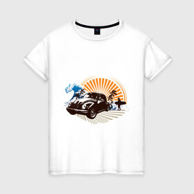 Женская футболка хлопок с принтом Surf (4) в Курске, 100% хлопок | прямой крой, круглый вырез горловины, длина до линии бедер, слегка спущенное плечо | 