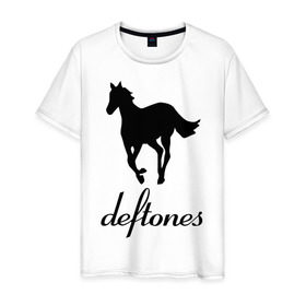 Мужская футболка хлопок с принтом Deftones (3) в Курске, 100% хлопок | прямой крой, круглый вырез горловины, длина до линии бедер, слегка спущенное плечо. | дефтонс | лошадь | музыка | рок | эмблема deftones