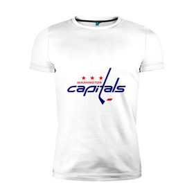 Мужская футболка премиум с принтом Washington Capitals в Курске, 92% хлопок, 8% лайкра | приталенный силуэт, круглый вырез ворота, длина до линии бедра, короткий рукав | washington capitals | вашингтон капиталс | лига | нхл | хокей | хоккей
