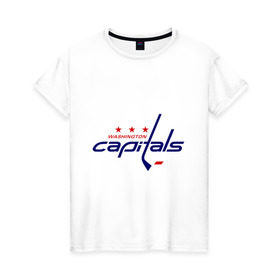 Женская футболка хлопок с принтом Washington Capitals в Курске, 100% хлопок | прямой крой, круглый вырез горловины, длина до линии бедер, слегка спущенное плечо | washington capitals | вашингтон капиталс | лига | нхл | хокей | хоккей
