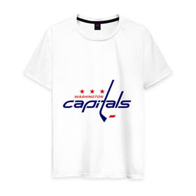 Мужская футболка хлопок с принтом Washington Capitals в Курске, 100% хлопок | прямой крой, круглый вырез горловины, длина до линии бедер, слегка спущенное плечо. | washington capitals | вашингтон капиталс | лига | нхл | хокей | хоккей