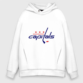 Мужское худи Oversize хлопок с принтом Washington Capitals в Курске, френч-терри — 70% хлопок, 30% полиэстер. Мягкий теплый начес внутри —100% хлопок | боковые карманы, эластичные манжеты и нижняя кромка, капюшон на магнитной кнопке | washington capitals | вашингтон капиталс | лига | нхл | хокей | хоккей