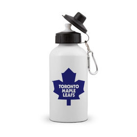 Бутылка спортивная с принтом Toronto Maple Leafs в Курске, металл | емкость — 500 мл, в комплекте две пластиковые крышки и карабин для крепления | 