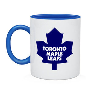 Кружка двухцветная с принтом Toronto Maple Leafs в Курске, керамика | объем — 330 мл, диаметр — 80 мм. Цветная ручка и кайма сверху, в некоторых цветах — вся внутренняя часть | 
