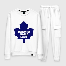 Женский костюм хлопок с принтом Toronto Maple Leafs в Курске, 100% хлопок | на свитшоте круглая горловина, мягкая резинка по низу. Брюки заужены к низу, на них два вида карманов: два 