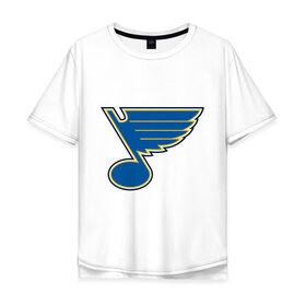 Мужская футболка хлопок Oversize с принтом St Louis Blues в Курске, 100% хлопок | свободный крой, круглый ворот, “спинка” длиннее передней части | Тематика изображения на принте: nhl | st louis blues | нхл | хоккей | хоккейная лига