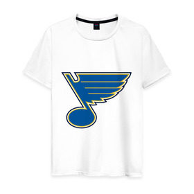 Мужская футболка хлопок с принтом St Louis Blues в Курске, 100% хлопок | прямой крой, круглый вырез горловины, длина до линии бедер, слегка спущенное плечо. | nhl | st louis blues | нхл | хоккей | хоккейная лига