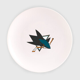 Тарелка 3D с принтом San Jose Sharks в Курске, фарфор | диаметр - 210 мм
диаметр для нанесения принта - 120 мм | Тематика изображения на принте: национальная хоккейная лига | нхл | сан хосе шаркс