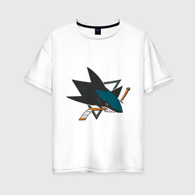 Женская футболка хлопок Oversize с принтом San Jose Sharks в Курске, 100% хлопок | свободный крой, круглый ворот, спущенный рукав, длина до линии бедер
 | национальная хоккейная лига | нхл | сан хосе шаркс