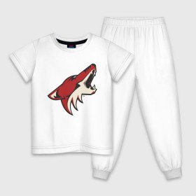 Детская пижама хлопок с принтом Phoenix Coyotes в Курске, 100% хлопок |  брюки и футболка прямого кроя, без карманов, на брюках мягкая резинка на поясе и по низу штанин
 | Тематика изображения на принте: nhl | phoenix coyotes | нхл | хоккей | хоккейная лига