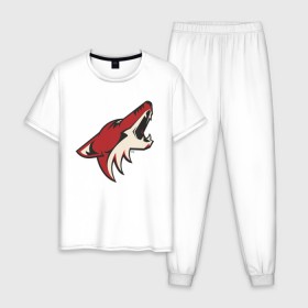 Мужская пижама хлопок с принтом Phoenix Coyotes в Курске, 100% хлопок | брюки и футболка прямого кроя, без карманов, на брюках мягкая резинка на поясе и по низу штанин
 | nhl | phoenix coyotes | нхл | хоккей | хоккейная лига