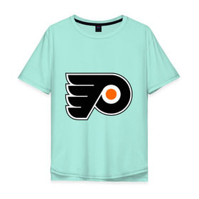 Мужская футболка хлопок Oversize с принтом Philadelphia Flyers в Курске, 100% хлопок | свободный крой, круглый ворот, “спинка” длиннее передней части | Тематика изображения на принте: hockey | nhl | национальная лига | нхл | филадельфия флаерс | хокей | хоккей