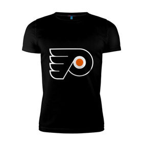Мужская футболка премиум с принтом Philadelphia Flyers в Курске, 92% хлопок, 8% лайкра | приталенный силуэт, круглый вырез ворота, длина до линии бедра, короткий рукав | Тематика изображения на принте: hockey | nhl | национальная лига | нхл | филадельфия флаерс | хокей | хоккей