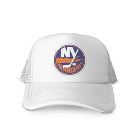 Кепка тракер с сеткой с принтом New York Islanders в Курске, трикотажное полотно; задняя часть — сетка | длинный козырек, универсальный размер, пластиковая застежка | new york islanders | nhl | нхл | нью йорк айлендс | нью йорк хоккей | хоккей | хоккейная лига