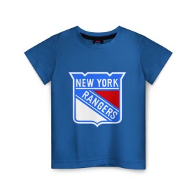 Детская футболка хлопок с принтом New York Rangers в Курске, 100% хлопок | круглый вырез горловины, полуприлегающий силуэт, длина до линии бедер | new york rangers | nhl | национальная хоккейная лига | нью йорк рейнджерс | хоккей | хоккейная лига
