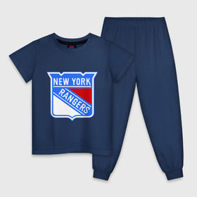 Детская пижама хлопок с принтом New York Rangers в Курске, 100% хлопок |  брюки и футболка прямого кроя, без карманов, на брюках мягкая резинка на поясе и по низу штанин
 | Тематика изображения на принте: new york rangers | nhl | национальная хоккейная лига | нью йорк рейнджерс | хоккей | хоккейная лига