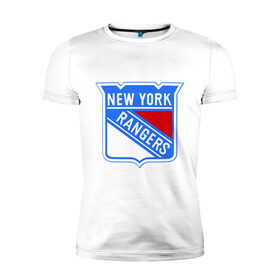 Мужская футболка премиум с принтом New York Rangers в Курске, 92% хлопок, 8% лайкра | приталенный силуэт, круглый вырез ворота, длина до линии бедра, короткий рукав | new york rangers | nhl | национальная хоккейная лига | нью йорк рейнджерс | хоккей | хоккейная лига