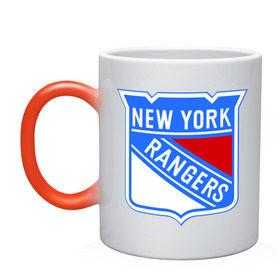 Кружка хамелеон с принтом New York Rangers в Курске, керамика | меняет цвет при нагревании, емкость 330 мл | Тематика изображения на принте: new york rangers | nhl | национальная хоккейная лига | нью йорк рейнджерс | хоккей | хоккейная лига