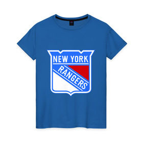 Женская футболка хлопок с принтом New York Rangers в Курске, 100% хлопок | прямой крой, круглый вырез горловины, длина до линии бедер, слегка спущенное плечо | new york rangers | nhl | национальная хоккейная лига | нью йорк рейнджерс | хоккей | хоккейная лига
