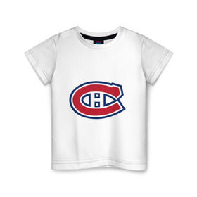 Детская футболка хлопок с принтом Montreal Canadiens в Курске, 100% хлопок | круглый вырез горловины, полуприлегающий силуэт, длина до линии бедер | Тематика изображения на принте: montreal canadiens | канадская хоккейная лига | монтреал | нхл | хокей | хоккей