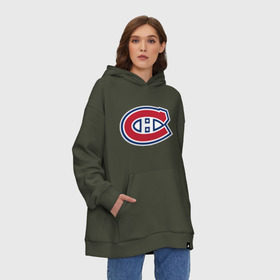 Худи SuperOversize хлопок с принтом Montreal Canadiens в Курске, 70% хлопок, 30% полиэстер, мягкий начес внутри | карман-кенгуру, эластичная резинка на манжетах и по нижней кромке, двухслойный капюшон
 | montreal canadiens | канадская хоккейная лига | монтреал | нхл | хокей | хоккей