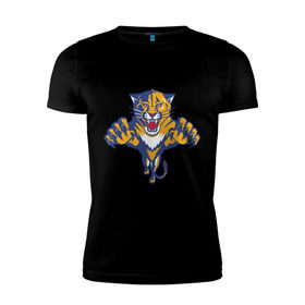 Мужская футболка премиум с принтом Florida Panthers в Курске, 92% хлопок, 8% лайкра | приталенный силуэт, круглый вырез ворота, длина до линии бедра, короткий рукав | florida panthers | nhl | нхл | флорида пантерс | хоккей | хоккейная лига