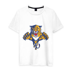 Мужская футболка хлопок с принтом Florida Panthers в Курске, 100% хлопок | прямой крой, круглый вырез горловины, длина до линии бедер, слегка спущенное плечо. | florida panthers | nhl | нхл | флорида пантерс | хоккей | хоккейная лига