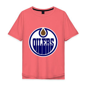 Мужская футболка хлопок Oversize с принтом Edmonton Oilers в Курске, 100% хлопок | свободный крой, круглый ворот, “спинка” длиннее передней части | edmonton oilers | nhl | нхл | хокей | хоккей | эдмонтон ойлерс