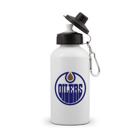 Бутылка спортивная с принтом Edmonton Oilers в Курске, металл | емкость — 500 мл, в комплекте две пластиковые крышки и карабин для крепления | edmonton oilers | nhl | нхл | хокей | хоккей | эдмонтон ойлерс