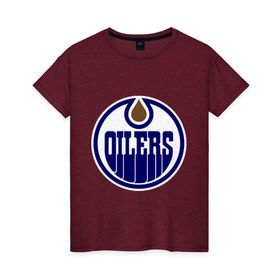 Женская футболка хлопок с принтом Edmonton Oilers в Курске, 100% хлопок | прямой крой, круглый вырез горловины, длина до линии бедер, слегка спущенное плечо | edmonton oilers | nhl | нхл | хокей | хоккей | эдмонтон ойлерс