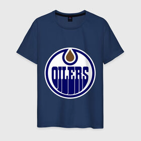 Мужская футболка хлопок с принтом Edmonton Oilers в Курске, 100% хлопок | прямой крой, круглый вырез горловины, длина до линии бедер, слегка спущенное плечо. | Тематика изображения на принте: edmonton oilers | nhl | нхл | хокей | хоккей | эдмонтон ойлерс