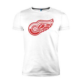 Мужская футболка премиум с принтом Detroit Red Wings в Курске, 92% хлопок, 8% лайкра | приталенный силуэт, круглый вырез ворота, длина до линии бедра, короткий рукав | hockey | nhl | лига | нхл | хокей | хоккей | хоккейная лига