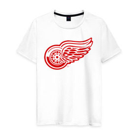 Мужская футболка хлопок с принтом Detroit Red Wings в Курске, 100% хлопок | прямой крой, круглый вырез горловины, длина до линии бедер, слегка спущенное плечо. | hockey | nhl | лига | нхл | хокей | хоккей | хоккейная лига