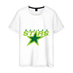 Мужская футболка хлопок с принтом Dallas Stars в Курске, 100% хлопок | прямой крой, круглый вырез горловины, длина до линии бедер, слегка спущенное плечо. | dallas stars | nhl | даллас старс | нхл | хоккей | хоккейная лига