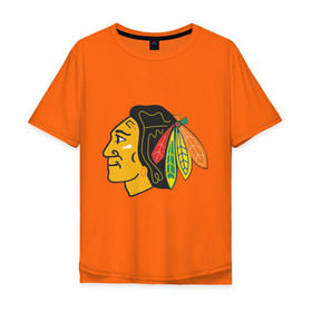 Мужская футболка хлопок Oversize с принтом Chicago Blackhawks в Курске, 100% хлопок | свободный крой, круглый ворот, “спинка” длиннее передней части | chicago blackhawks | nhl | нхл | хоккей | чикаго блэкхоукс | чикаго хоккей