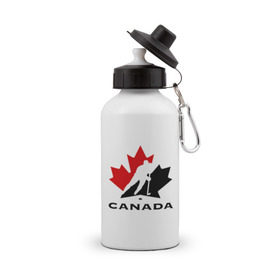 Бутылка спортивная с принтом Canada в Курске, металл | емкость — 500 мл, в комплекте две пластиковые крышки и карабин для крепления | canada | hockey | nhl | канада | лига | нхл | хокей | хокейнаялига | хоккей | хоккейная лига
