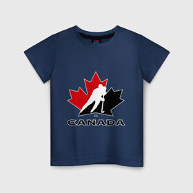 Детская футболка хлопок с принтом Canada в Курске, 100% хлопок | круглый вырез горловины, полуприлегающий силуэт, длина до линии бедер | Тематика изображения на принте: canada | hockey | nhl | канада | лига | нхл | хокей | хокейнаялига | хоккей | хоккейная лига