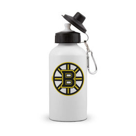 Бутылка спортивная с принтом Boston Bruins в Курске, металл | емкость — 500 мл, в комплекте две пластиковые крышки и карабин для крепления | нхл | хоккейная лига