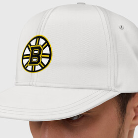 Кепка снепбек с прямым козырьком с принтом Boston Bruins в Курске, хлопок 100% |  | нхл | хоккейная лига