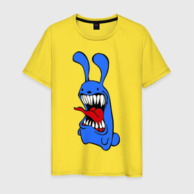 Мужская футболка хлопок с принтом Злой заяц в Курске, 100% хлопок | прямой крой, круглый вырез горловины, длина до линии бедер, слегка спущенное плечо. | Тематика изображения на принте: злой заяц | монстры