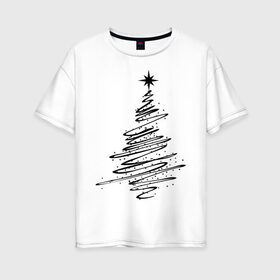 Женская футболка хлопок Oversize с принтом Ёлка (2) в Курске, 100% хлопок | свободный крой, круглый ворот, спущенный рукав, длина до линии бедер
 | new year | ёлка | нг | новогоднее дерево | новый год