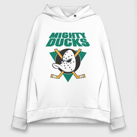 Женское худи Oversize хлопок с принтом Anaheim Mighty Ducks в Курске, френч-терри — 70% хлопок, 30% полиэстер. Мягкий теплый начес внутри —100% хлопок | боковые карманы, эластичные манжеты и нижняя кромка, капюшон на магнитной кнопке | anaheim mighty ducks | майти дакс | национальная лига калифорнии | хокей | хоккей